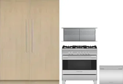5 Piece Package Includes Refrigerator, Freezer, Range, Hood And Dishwasher